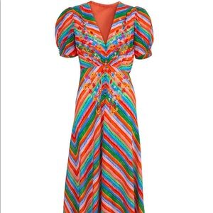 Saloni Lea Striped Long Dress